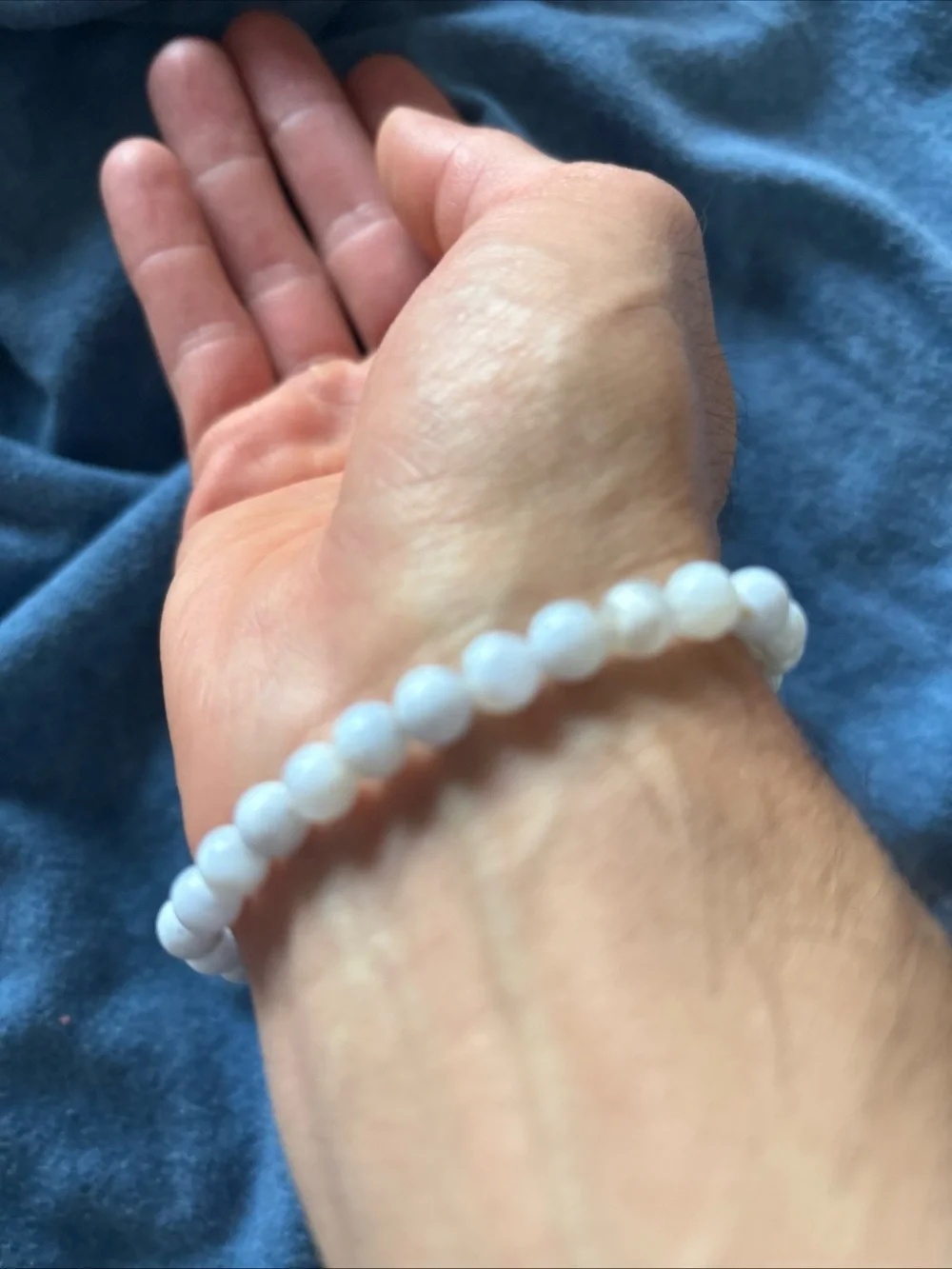Aquamarine light blue Beaded Stretch Bracelet. Gemstone. 5 to 7 inches.